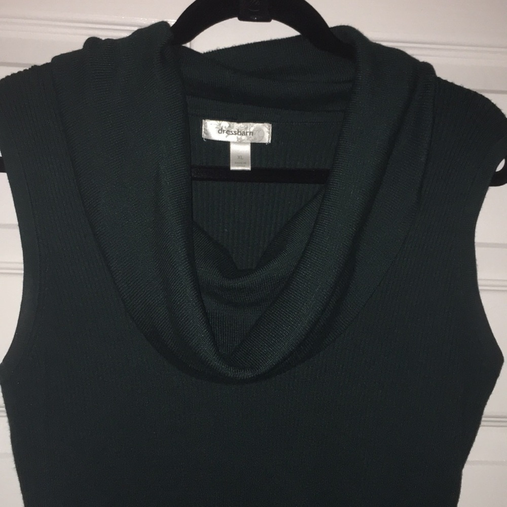 Hunter green cowl-neck sleeveless sweater, GUC